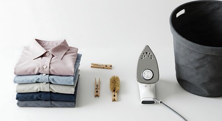 Laundry day chores in a modern utility room with baskets of colorful clothing awaiting the washing machine.