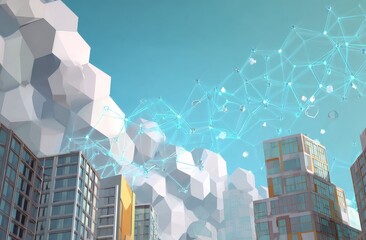 Modern Cityscape with Digital Network