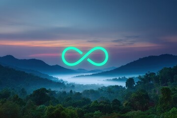 Infinity Symbol Over Misty Valley