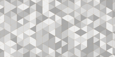 Abstract geometric metal cube background triangle  shape. Seamless Monochrome Pattern Triangular 3d, modern background.  gray rhombuses mosaic. pattern Business polygonal texture Vector illustration.