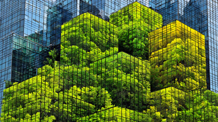 Minimalist Architecture with Green-Toned Glass Window Design
