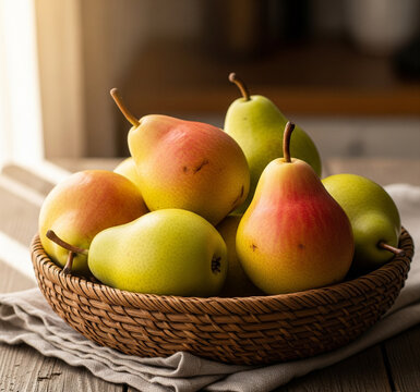 fresh pears in the fruit barn harvest