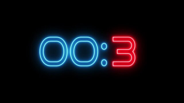 Countdown timer clock 7 -0 seconds animation background.