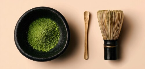 Matcha Tea Powder with Traditional Whisk
