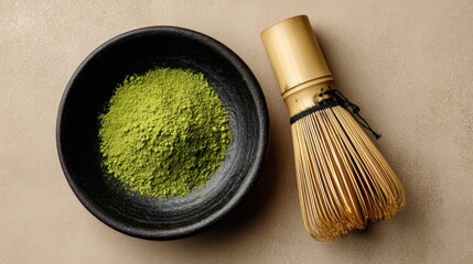 Matcha Tea Powder with Traditional Whisk