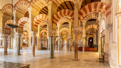Interior of arches of the mosque in cordoba in Spain on june 25th 2025