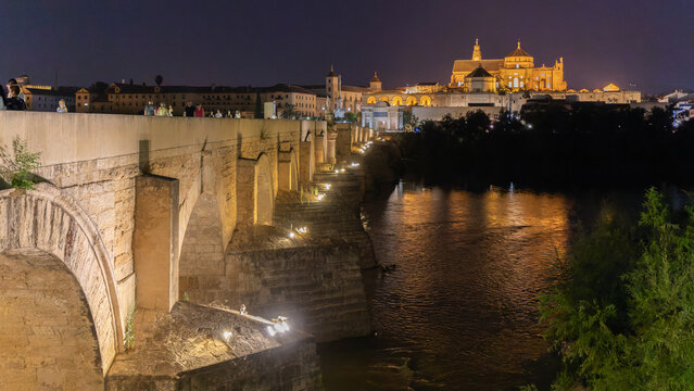 The beautiful old town in Cordoba by night,  Spain on june 20th 2025