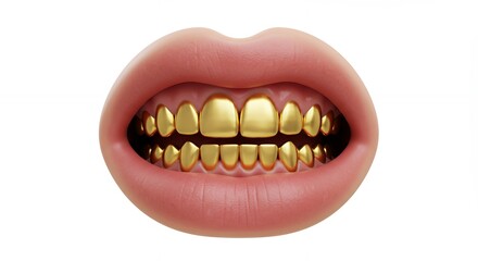Gold teeth in pink lips image