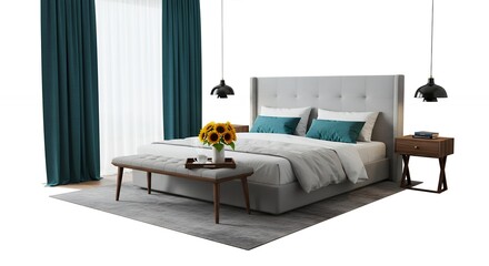 Modern bedroom interior design illustration