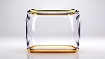 Clear glass cube with gold trim