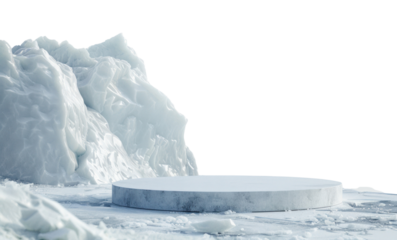 PNG White circle podium ice minimalist landscape.
