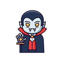 Vector Cartoon Vampire SVG Icon Set with Bold Line Art and Colorful Flat Style for Web and Digital Design