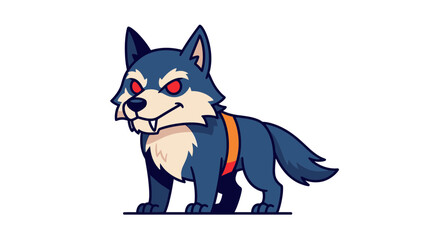 Vector SVG Illustration of a Cartoon Wolf Character in Flat Design Style with Bold Colors