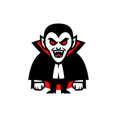 Vector SVG Icon of Vampire Character with Gothic Style Minimalist Flat Design in Black Red White Colors