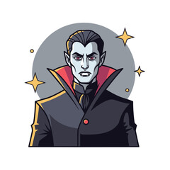 Vector Minimalist Vampire Character SVG Illustration with Gothic Style and Dark Color Palette for Digital Branding