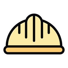 Safety helmet icon flat line style illustration representing head protection and workplace safety suitable for construction sites industrial jobs and personal protective equipment projects