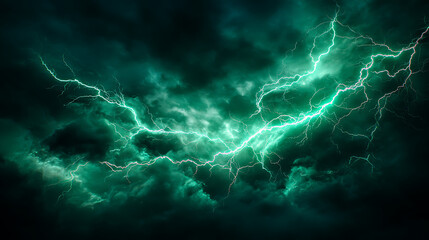 Dramatic lightning strikes illuminate a stormy sky, showcasing nature's power and beauty