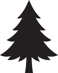 Christmas Tree Silhouette in Black | Festive Pine Decoration Illustration Vector