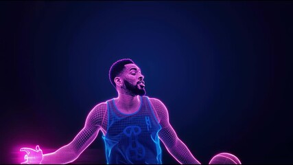 A concept video with a neon basketball player. - Powered by Adobe
