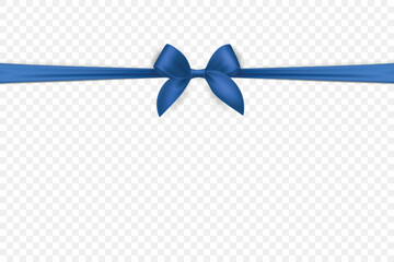 Vector Blue Ribbon with Bow for Gift Decoration and Packaging Design. Blue Ribbon for Celebration, Event and Invitation. Blue Ribbon Illustration for Holiday Card, Present Wrapping, Festive Template