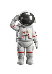 3D Astronaut Saluting on White Background