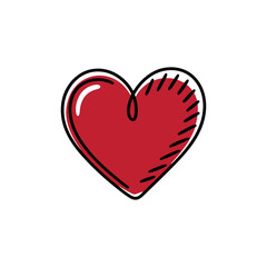 Whimsical Heart Doodle with a Touch of Texture and Carefree Style in Red and Black