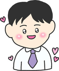 Smiling Dad in Shirt and Tie – Father Character Clipart with Hearts