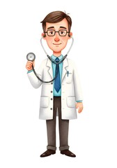 Doctor with Stethoscope Cartoon Illustration
