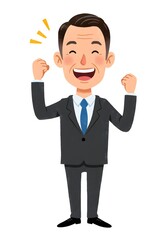 Excited Businessman Celebrating Success - Cartoon Illustration