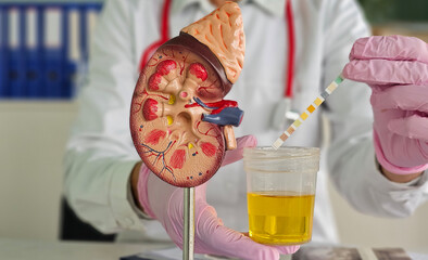 Renal assessment using a urine test and a detailed kidney model in a clinical environment concept