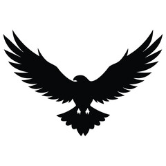 Obraz premium Black silhouette of a bird with spread wings vector