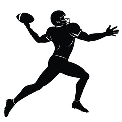 Obraz premium Black silhouette of football player throwing ball white