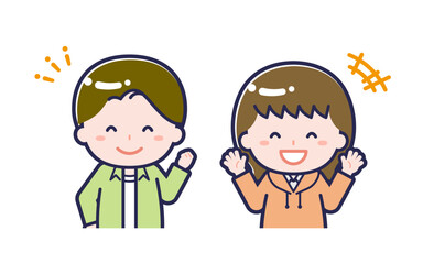 私服の10代／2人組／男女 02