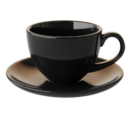 A black empty coffee cup isolated on transparent background