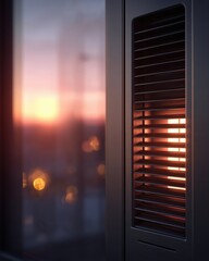 Home heater near window at dusk, radiating warmth in a cozy interior scene