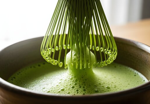 Matcha Whisk in Motion &ndash; Macro Froth Creation
