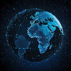Naklejka premium Global network connecting the world, showcasing technology and digital communication future innovation