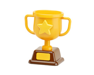 Trophy cup winner success champion icon sign or symbol 3d illustration