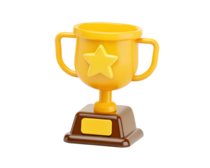 Trophy cup winner success champion icon sign or symbol 3d illustration