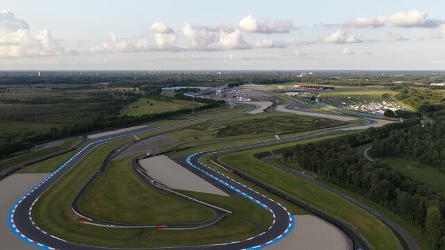 Aerial view motorcycle‑racing track imagery at TT Circuit Assen, Netherlands