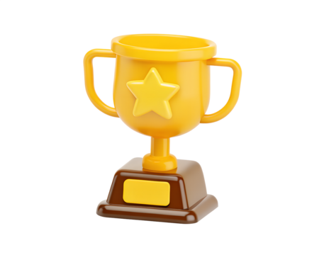 Trophy cup winner success champion icon sign or symbol 3d illustration