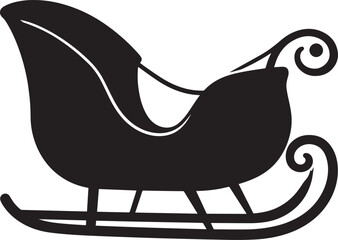 Santa Sleigh Silhouette in Black | Christmas Ride Illustration Vector
