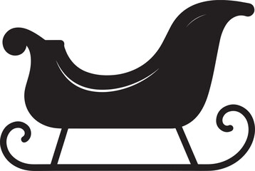 Santa Sleigh Silhouette in Black | Christmas Ride Illustration Vector
