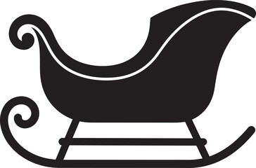Santa Sleigh Silhouette in Black | Christmas Ride Illustration Vector