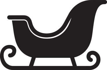 Santa Sleigh Silhouette in Black | Christmas Ride Illustration Vector