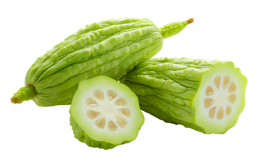 Bitter melon or Bitter gourd isolated on a transparent background