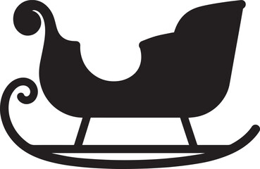 Santa Sleigh Silhouette in Black | Christmas Ride Illustration Vector