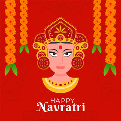 happy navratri festival illustration in flat design style