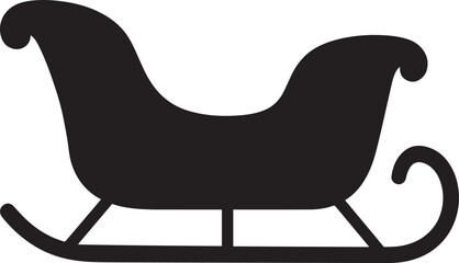 Santa Sleigh Silhouette in Black | Christmas Ride Illustration Vector