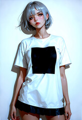 カジュアルな服を着て立っている女性,AI画像,Generative AI